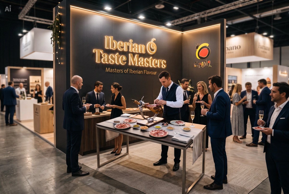 Stand de corte de jamón en una feria gastronómica